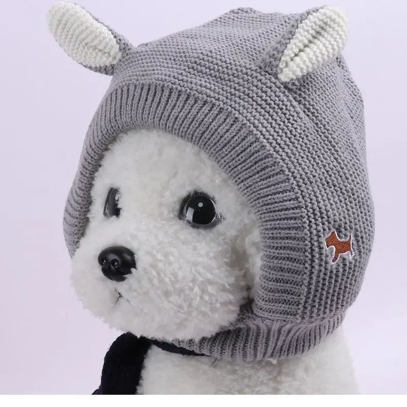 Dog Ear Muffs Noise Protection Pet Ears Covers Knitted Hat Winter Warm Earmuffs For Small Medium Dogs
