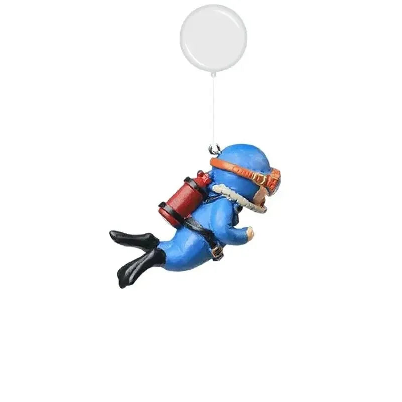 Fish Tank Diver Ornaments Landscape Decoration Aquarium Gifts Popular Floating, Hayao Miyazaki Blue Fatty with Ball and Line