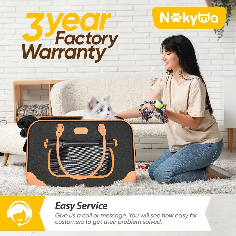 Rolling Pet Carrier with Wheels for Large Cats Small Dogs up to 38 LBS, Foldable and Breathable, for Travel, Walking and Camping