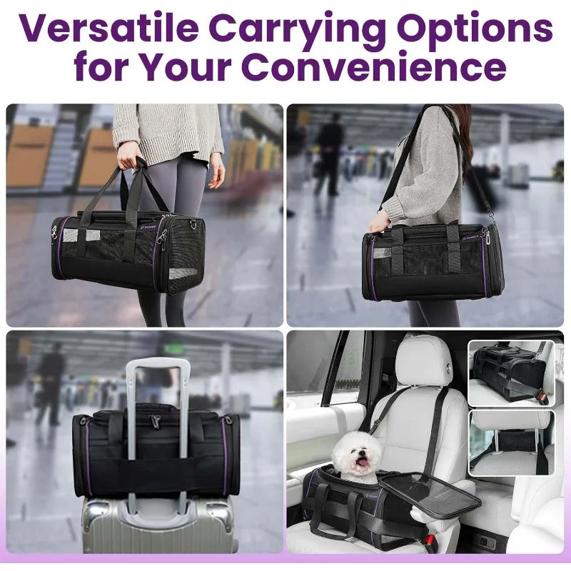 Pet Carrier - Airline Approved Cat and Dog Carrier for Small Dogs, Small Cats - Durable Dog Travel Bag, Expandable, Comfortable