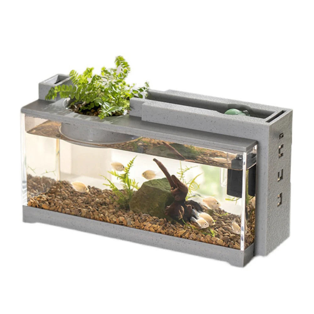 Small Aquarium Fish Tank Kit Built-in Oxygen Bar Mute Multi-functional Desktop Landscape Fish Tank Home Ornaments