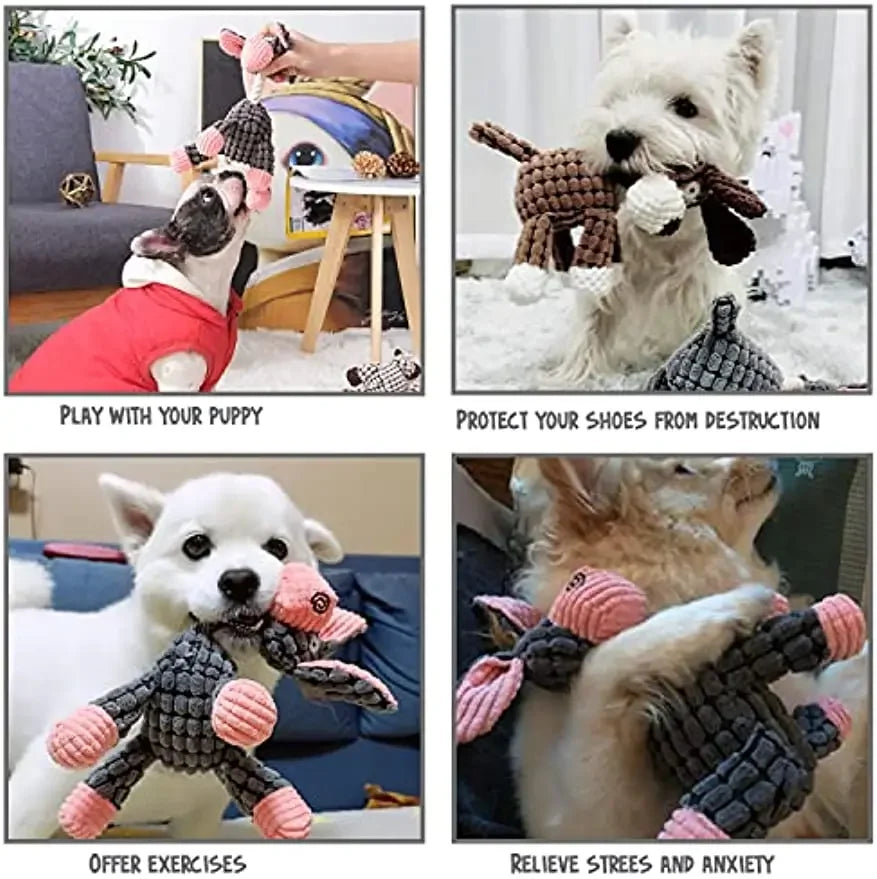 Dog Plush Toys Pack for Puppies – Durable Stuffed Chew Toys with Squeakers