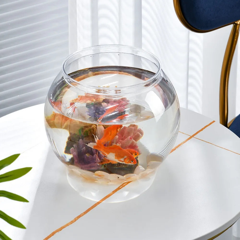 Clear Transparent Round Fish Tank – Portable Small Plastic Aquarium