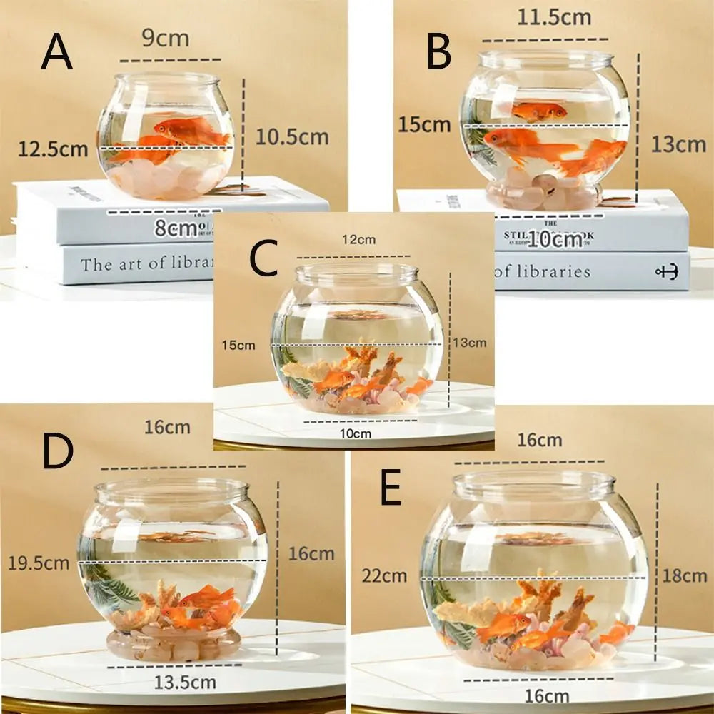 Clear Transparent Round Fish Tank – Portable Small Plastic Aquarium