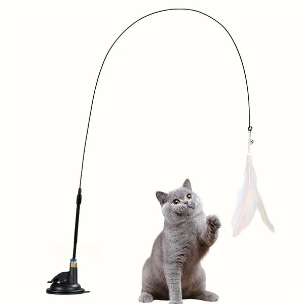 Cat Teaser Toy - Interactive Bell &amp; Feather Wand