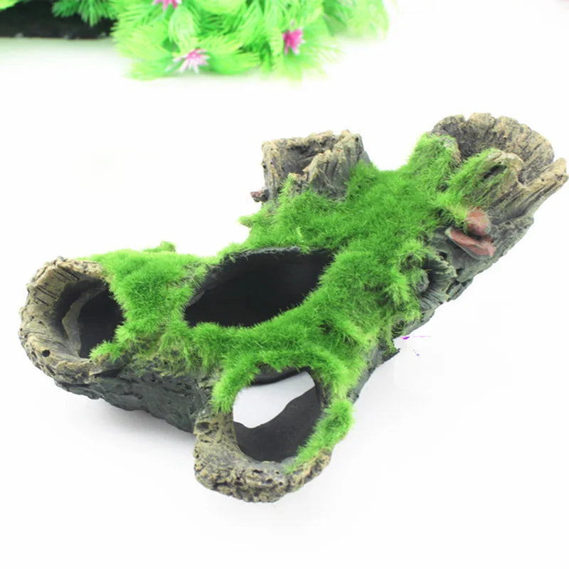 Aquarium Tree Trunk Resin Decoration - Fish Tank Hiding Cave