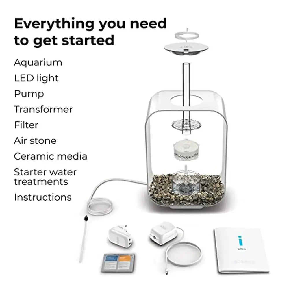 Tabletop Display 4-Gallon Acrylic Aquarium with LED Lights 5-Stage Filtration System Complete Starter Kit Transparent Aquarium