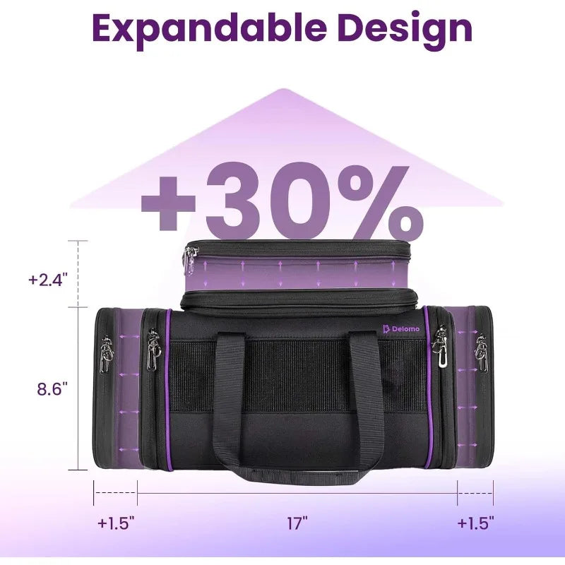 Pet Carrier - Airline Approved Cat and Dog Carrier for Small Dogs, Small Cats - Durable Dog Travel Bag, Expandable, Comfortable