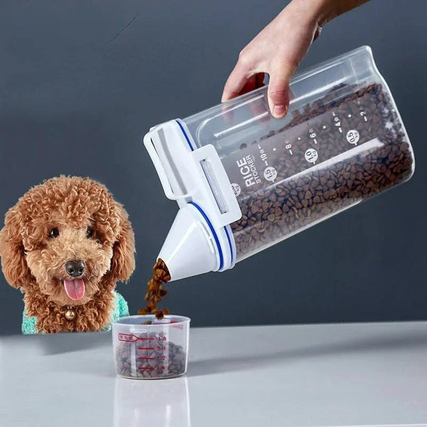 Dog Cat Food Storage Container with Measuring Cup