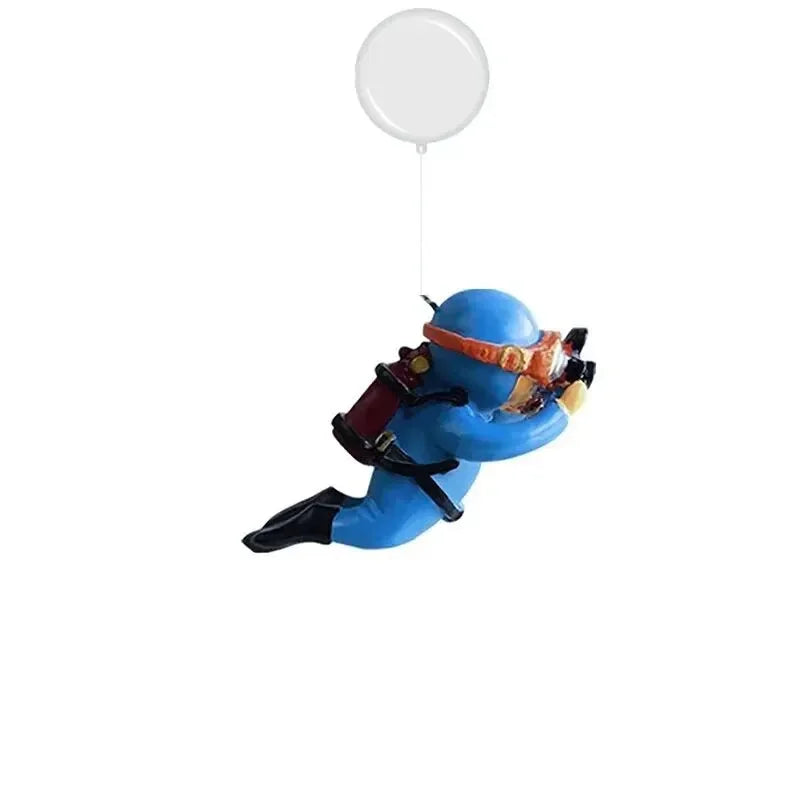 Fish Tank Diver Ornaments Landscape Decoration Aquarium Gifts Popular Floating, Hayao Miyazaki Blue Fatty with Ball and Line