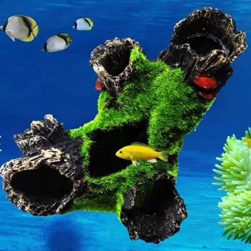 Aquarium Tree Trunk Resin Decoration - Fish Tank Hiding Cave