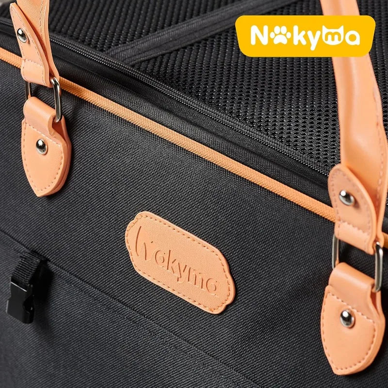 Rolling Pet Carrier with Wheels for Large Cats Small Dogs up to 38 LBS, Foldable and Breathable, for Travel, Walking and Camping