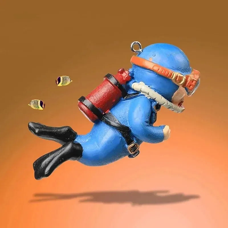 Fish Tank Diver Ornaments Landscape Decoration Aquarium Gifts Popular Floating, Hayao Miyazaki Blue Fatty with Ball and Line