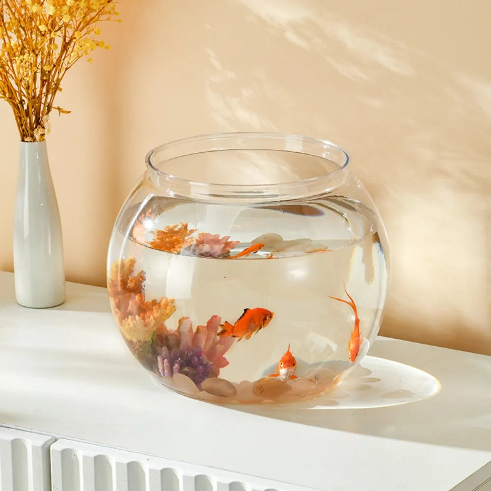 Clear Transparent Round Fish Tank – Portable Small Plastic Aquarium