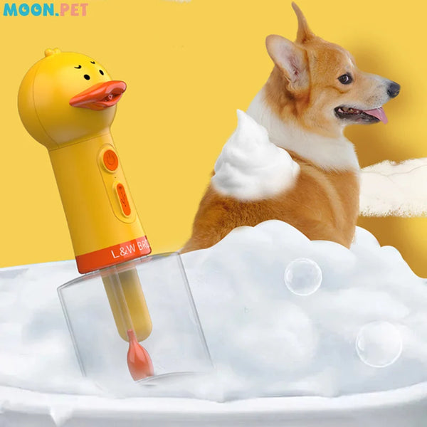 Yellow Duck Pet Cleaning Machine USB Charging Automatic Soap Dispenser Cat Machine Electric Bubble Cleaning Pet Accessories