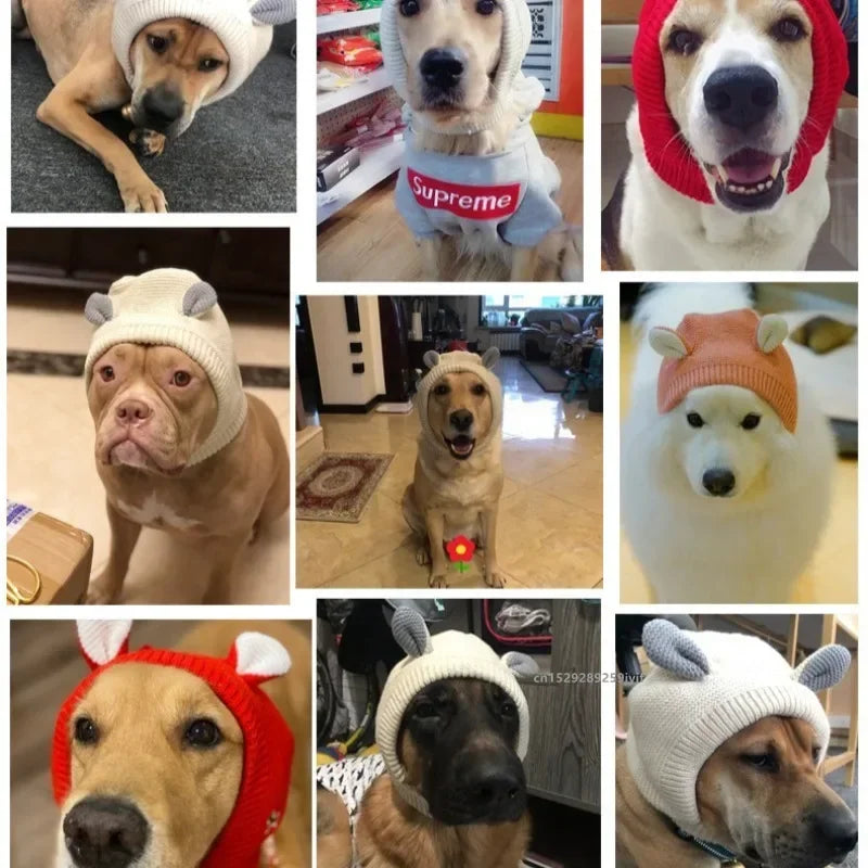 Dog Ear Muffs Noise Protection Pet Ears Covers Knitted Hat Winter Warm Earmuffs For Small Medium Dogs