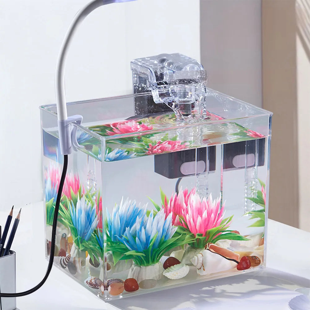 Betta Fish Tank with Wall Mounted Filter & LED Light