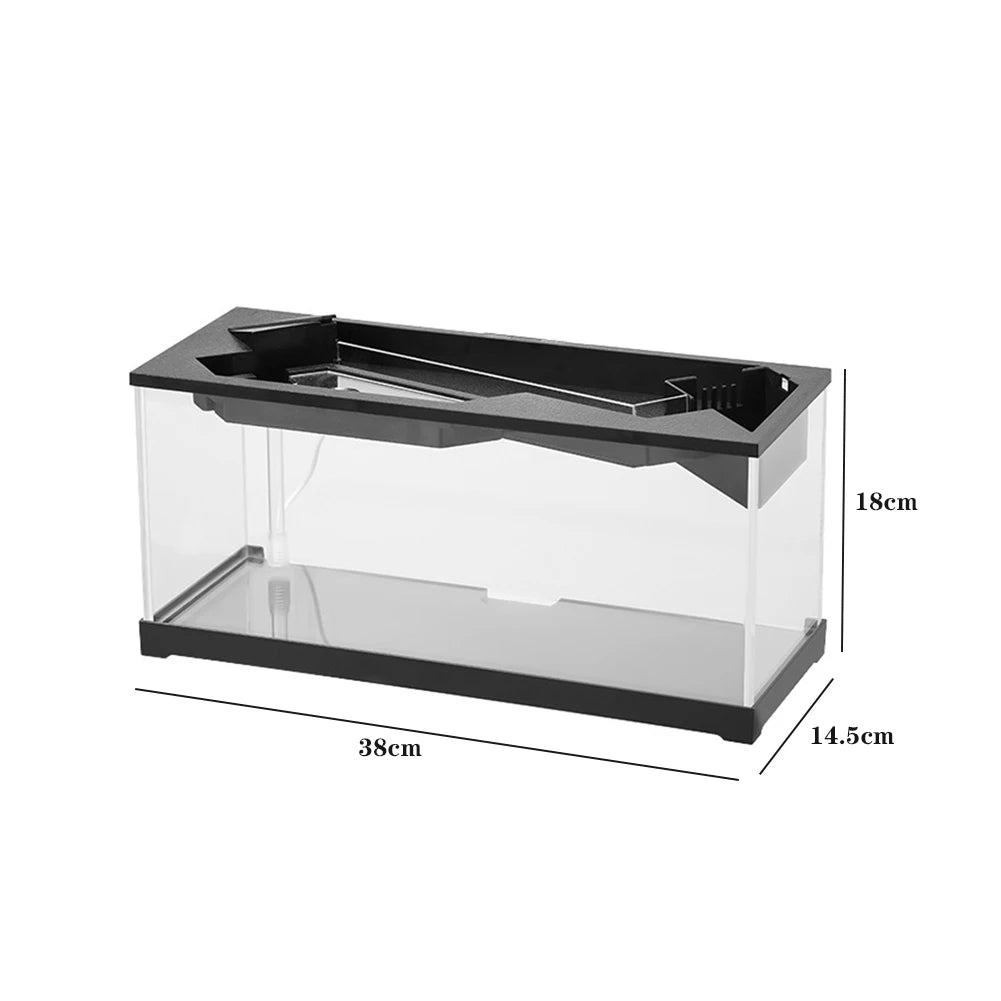 Small Fish Tank Aquarium Tank With Build-in Light Water Pump Clear Cover Ecological Cycle System High Transparency Acrylic Recta
