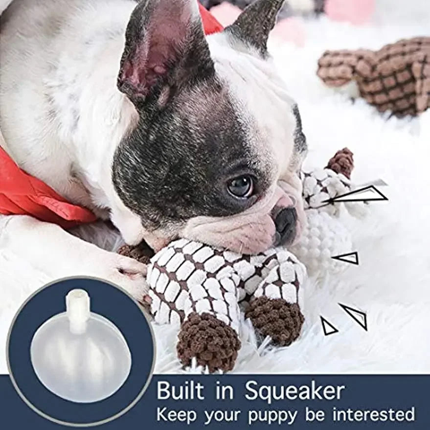 Dog Plush Toys Pack for Puppies – Durable Stuffed Chew Toys with Squeakers