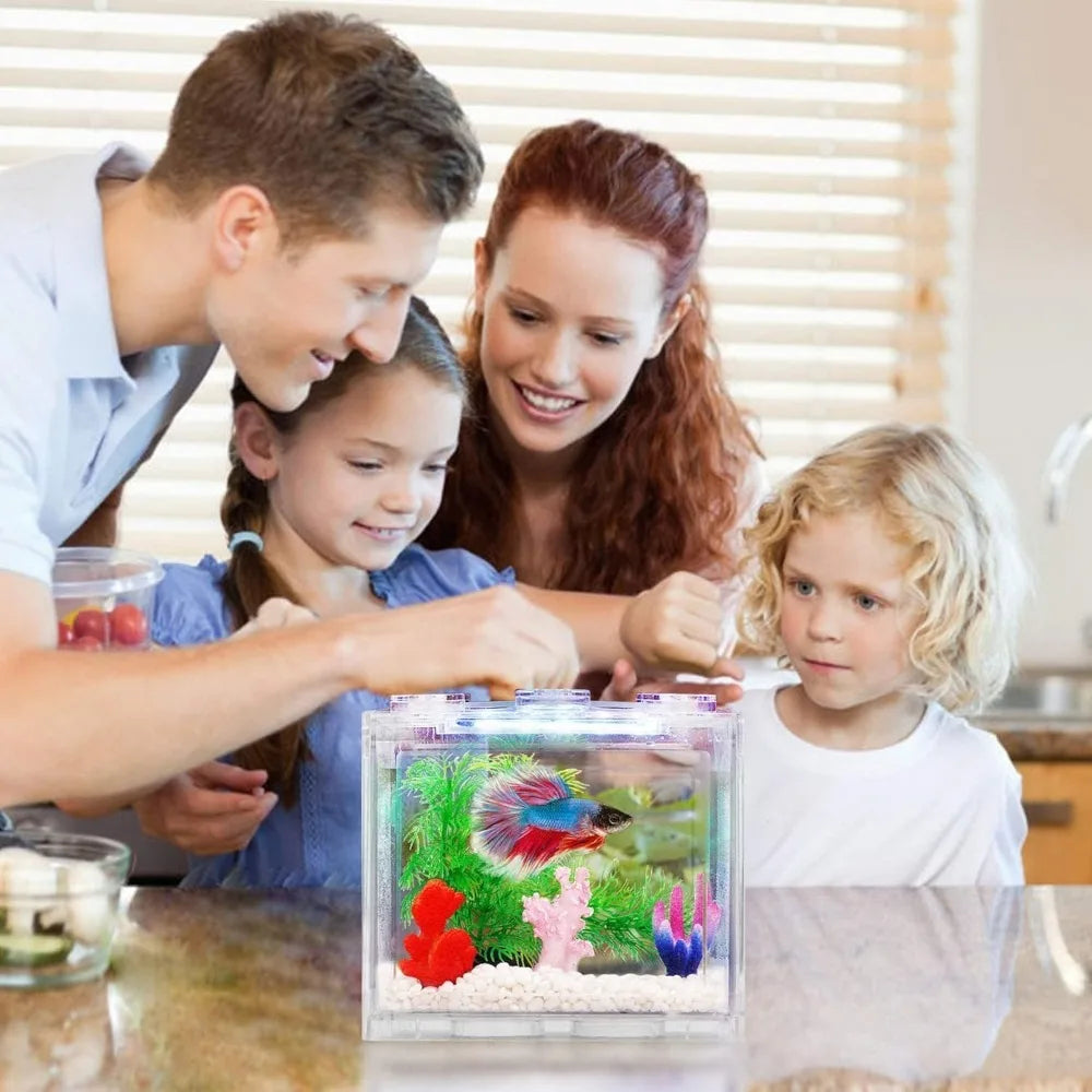 Mini Aquarium Betta Fish Tank - Stackable Ornamental Bowl