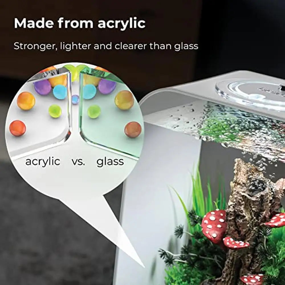 Tabletop Display 4-Gallon Acrylic Aquarium with LED Lights 5-Stage Filtration System Complete Starter Kit Transparent Aquarium